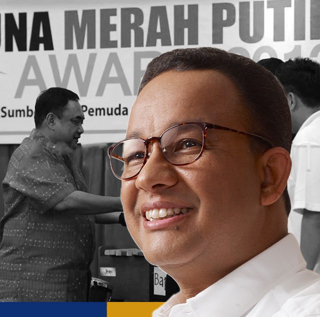 Anies Baswedan mendapat penghargaan dari Taruna Merah Putih sebagai tokoh muda yang memperjuangkan dan menginspirasi Pancasila dalam bidang politik